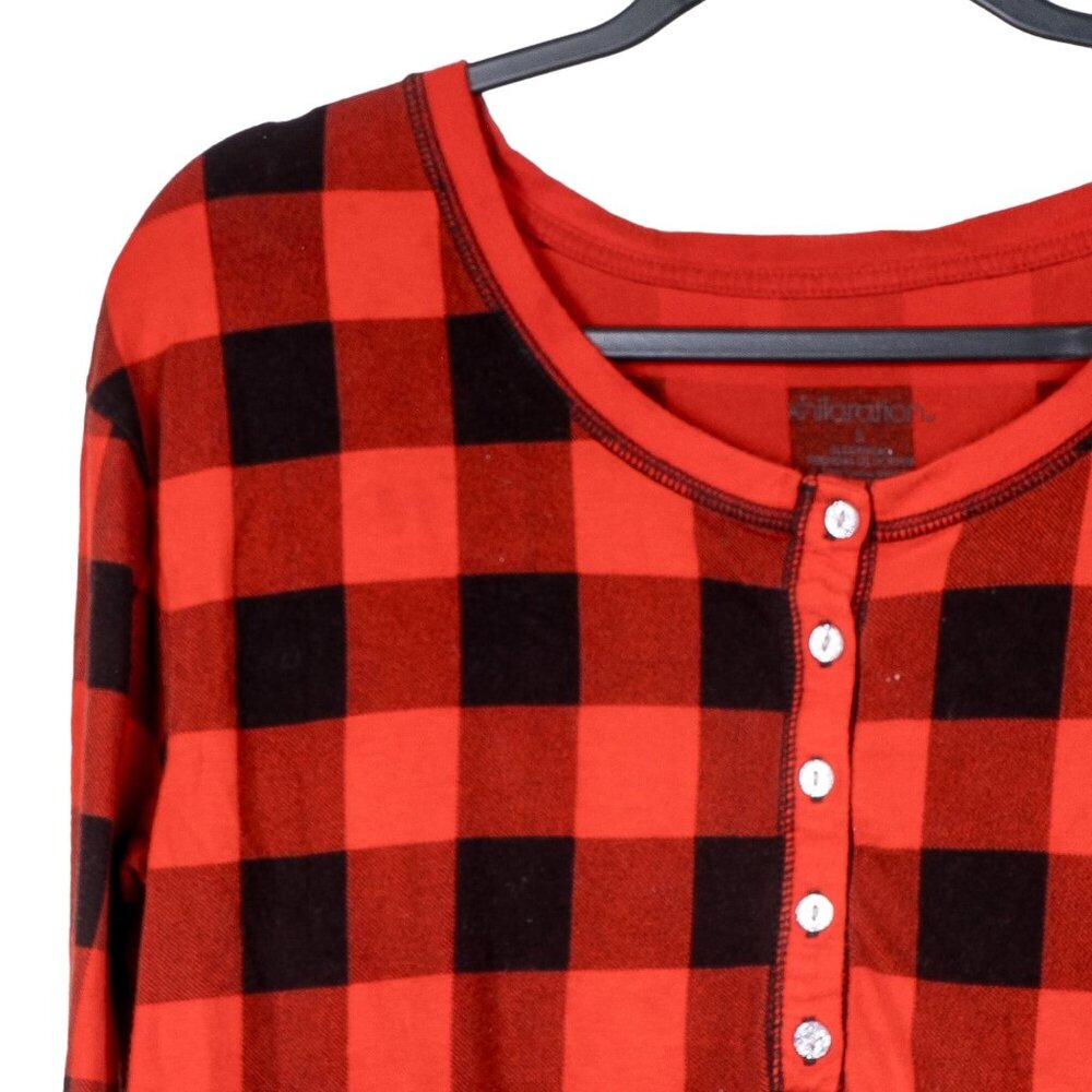 Xhilaration Nightgown S Womens Red Buffalo Plaid Long Sleeve Nightie Cotton - Picture 3 of 5